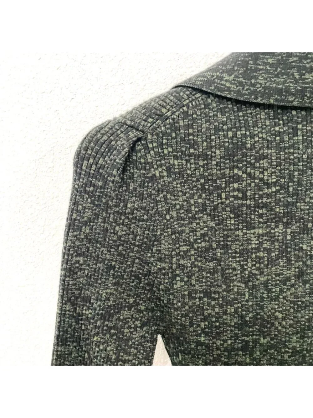 Essentiel Antwerp Khaki and Black Melange Ribbed Knit Sweater S Dark Academia